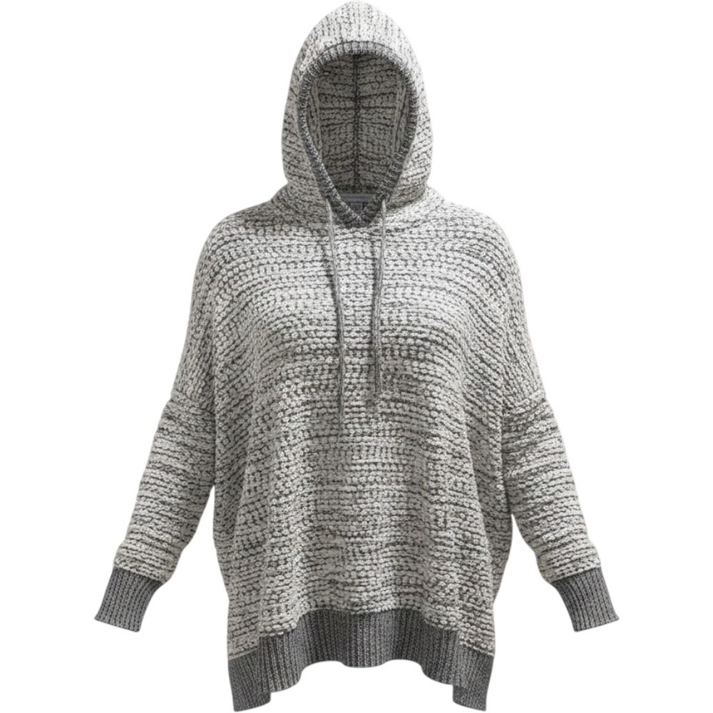 YFB YOUNG FABULOUS & BROKE women's popcorn hoodie boucle gray white sweater M/L